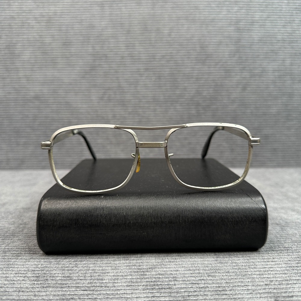 Vintage 60s USA Caravan Aviator Silver Eyeglass Frames 54-20 5 3/4